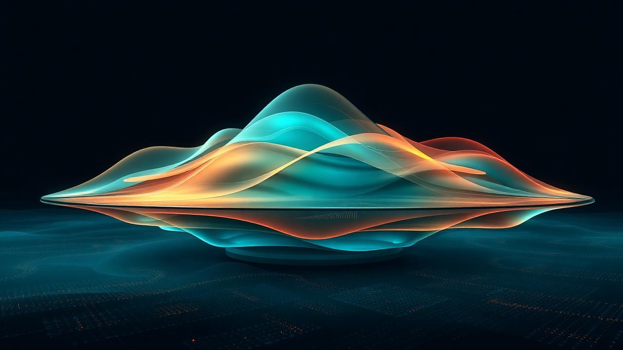 Abstract layered data lakehouse visualization in teal and amber